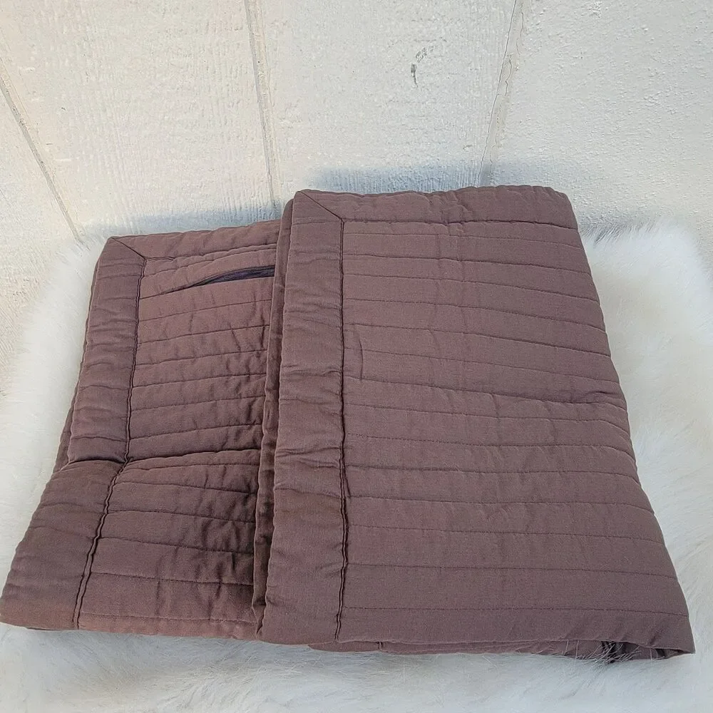Set of 2 Restoration Hardware cream and brown quilted pillow shams/cases 22x30
